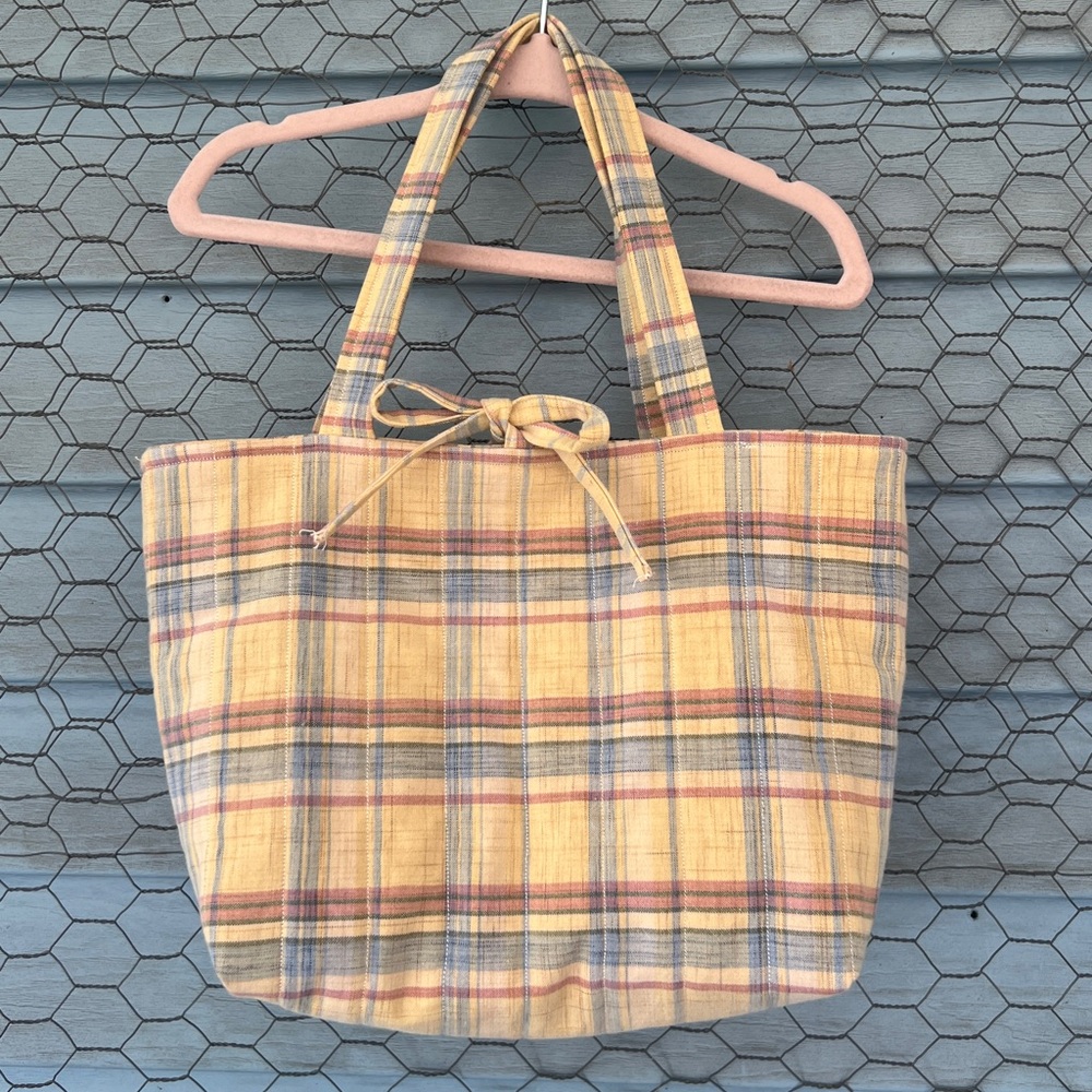 Yellow, Red, & Blue Plaid Mini Tote